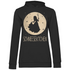Schwarzer Damen Hoodie mit Schneesektchen Mond-Prinzessin Design und Sekt Motiv, Frontansicht
