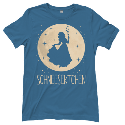 Stone Blue Fun Shirt mit SCHNEESEKTCHEN Märchen Parodie Prinzessin Mond Design, Frontansicht