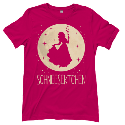 Sorbet Mädelsabend Shirt mit Schneesektchen witzigem Schneewittchen Motiv und Sekt, Frontansicht