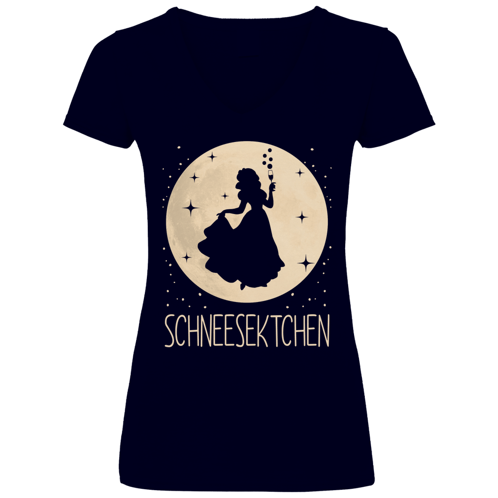Mond Prinzessin - Schneesektchen - V-Neck Damenshirt Deep Navy