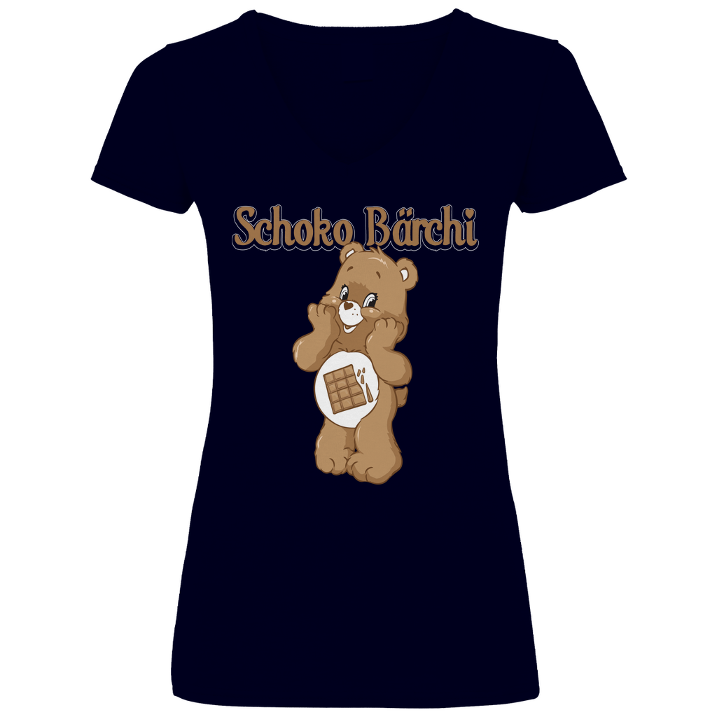 Schoko Bärchi - Glücksbärchi - V-Neck Damenshirt Deep Navy