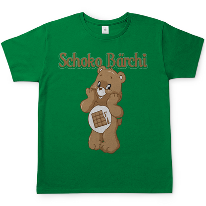 Kelly Green Herren Shirt mit Schoko Bärchi Aufdruck für Schokoholics, Frontansicht