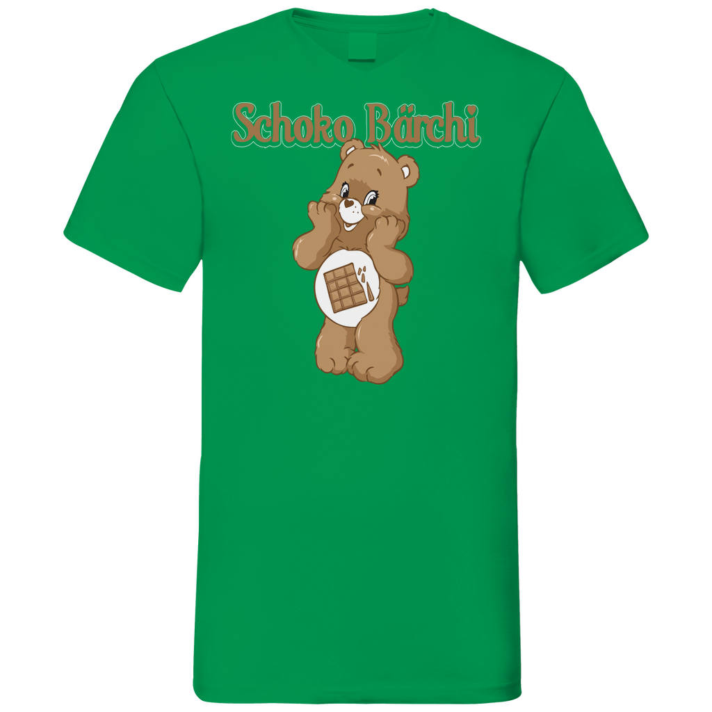Schoko Bärchi - Glücksbärchi - Herren V-Neck Shirt Kelly Green