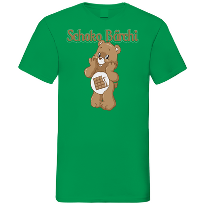 Schoko Bärchi - Glücksbärchi - Herren V-Neck Shirt Kelly Green