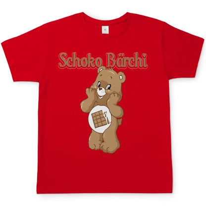 Rotes Herren Shirt mit Schoko Bärchi Motiv lustiges Schokolade T-Shirt, Frontansicht