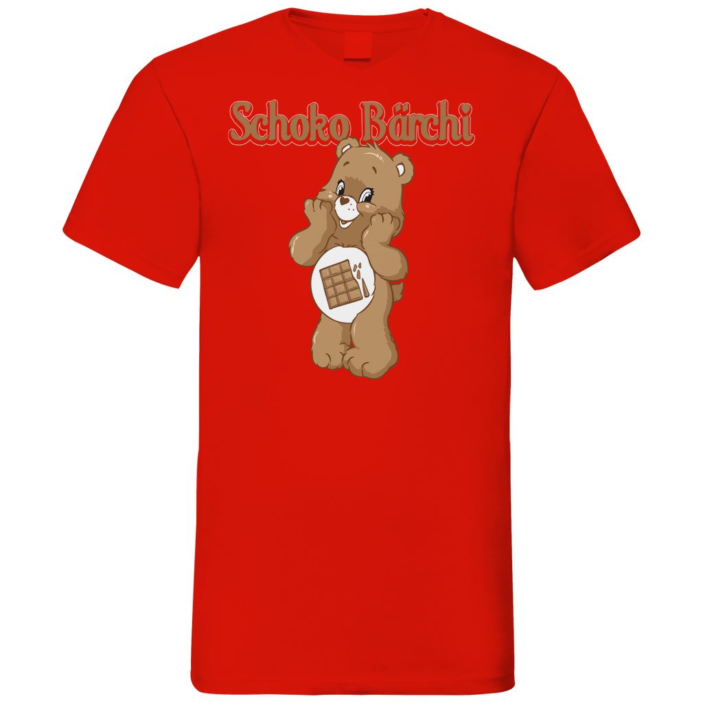 Schoko Bärchi - Glücksbärchi - Herren V-Neck Shirt Red