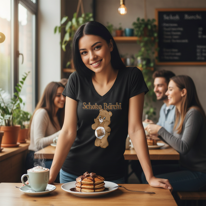 Schoko Bärchi - Glücksbärchi - V-Neck Damenshirt