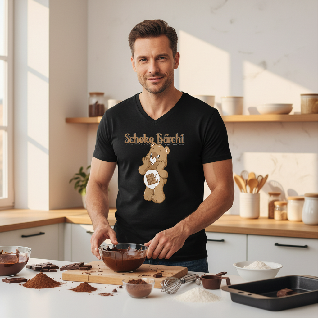Schoko Bärchi - Glücksbärchi - Herren V-Neck Shirt