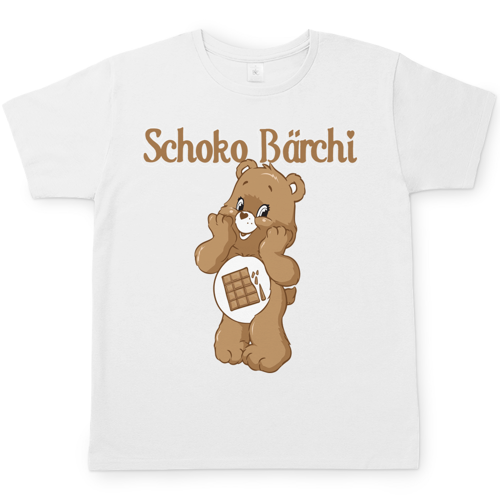 Weißes Herren Shirt mit Schoko Bärchi Aufdruck und Schokoladen Bär Motiv, Frontansicht