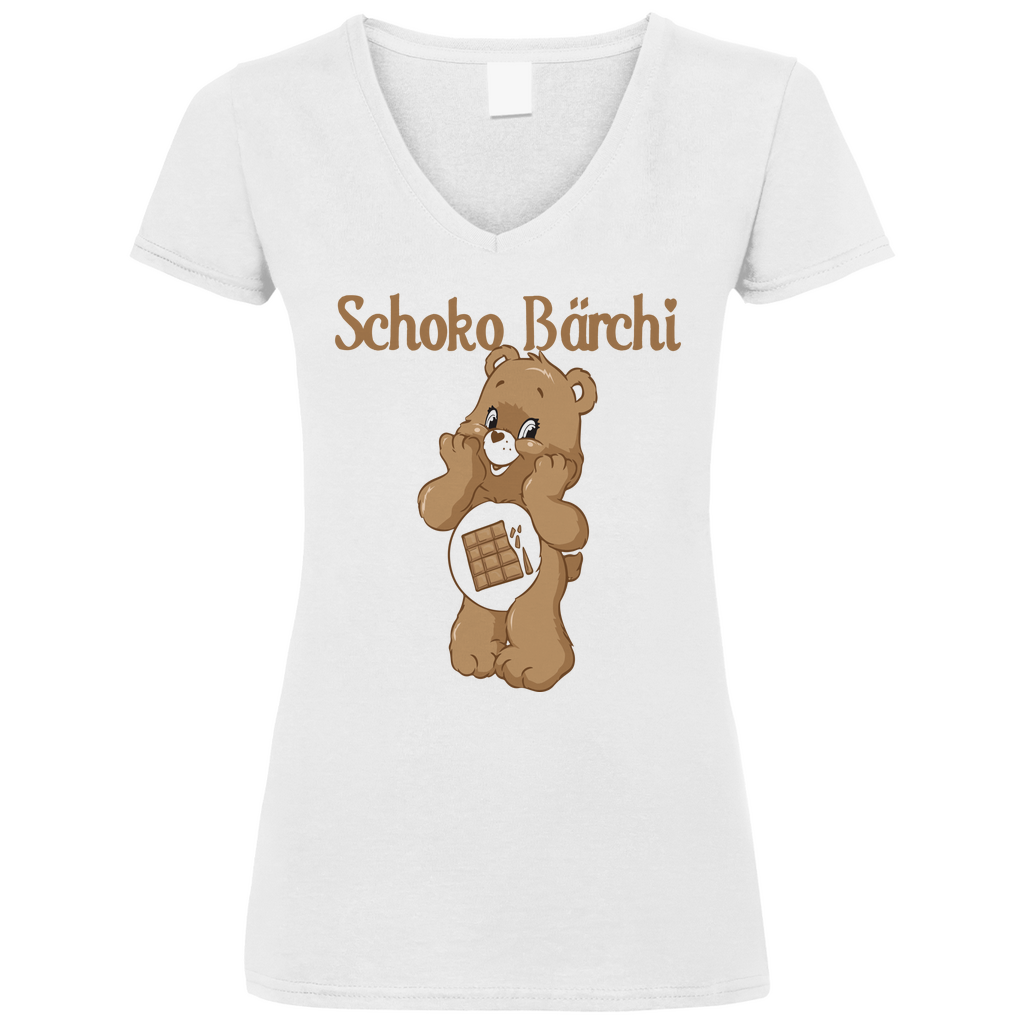 Schoko Bärchi - Glücksbärchi - V-Neck Damenshirt White
