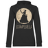 Schwarzer Damen Hoodie mit Schwipserella Mond Prinzessin Motiv witzig, Frontansicht