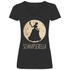 Schwarzes Damen V-Neck Shirt mit Schwipserella Mond-Prinzessin Design und Cocktail, Frontansicht