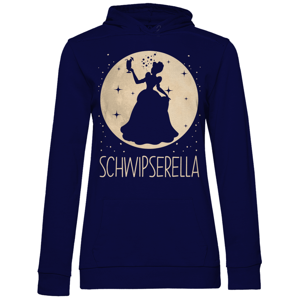 Navy Blue Kapuzenpullover Damen mit Cinderella Parodie SCHWIPSERELLA Motiv, Frontansicht