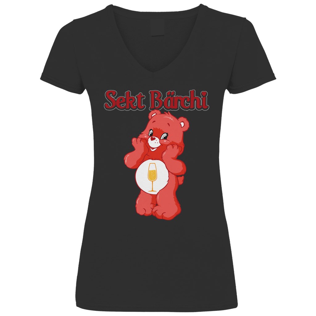 Sekt Bärchi - Glücksbärchi - V-Neck Damenshirt Black