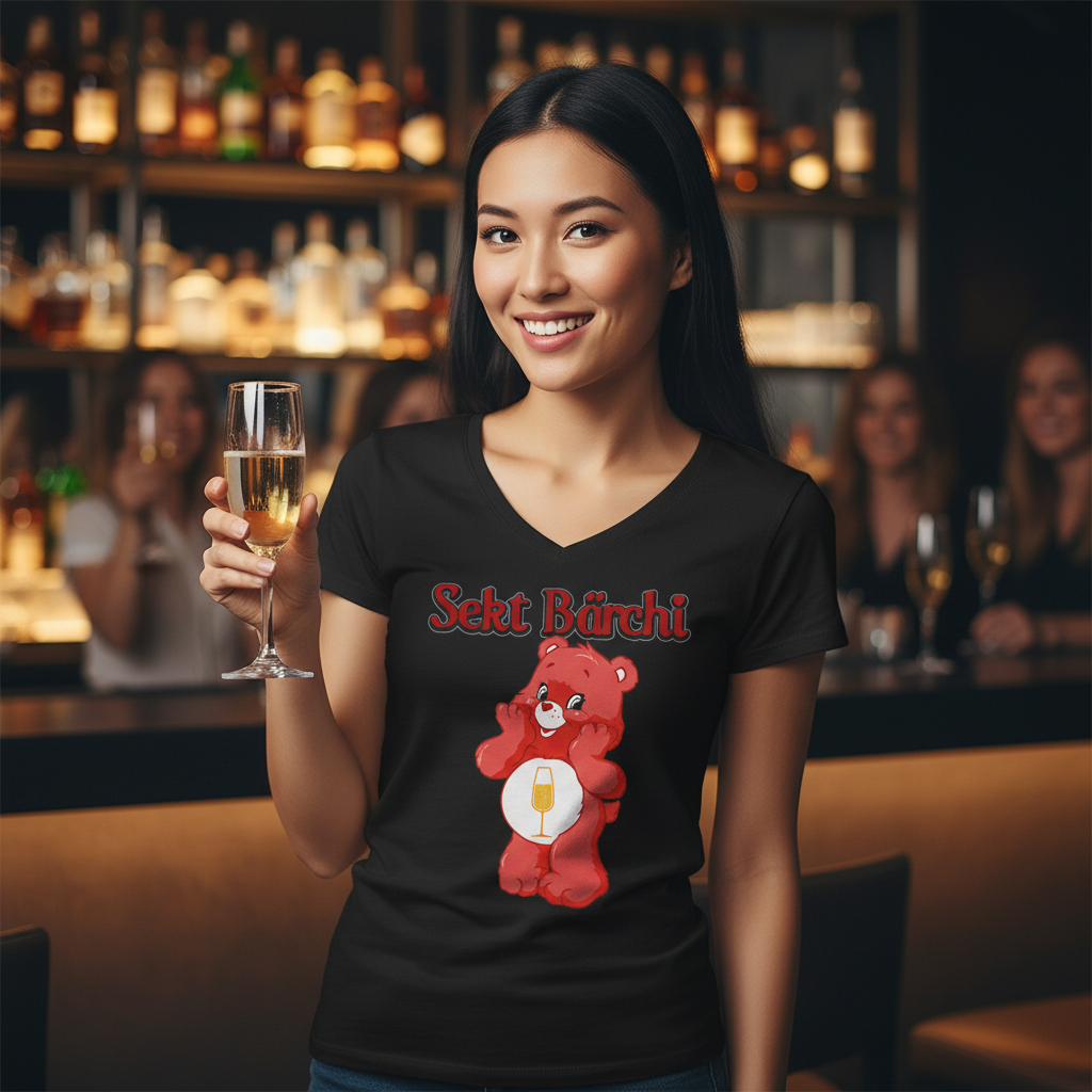 Sekt Bärchi - Glücksbärchi - V-Neck Damenshirt