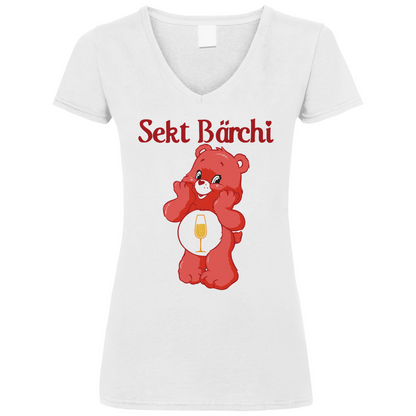 Sekt Bärchi - Glücksbärchi - V-Neck Damenshirt White