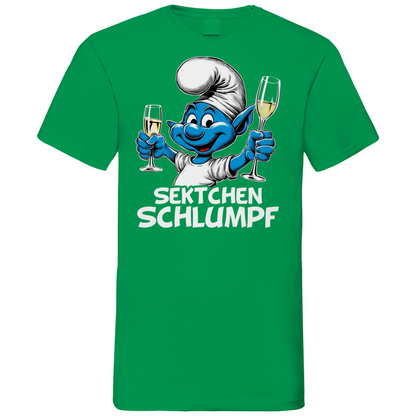 Sektchen Schlumpf Grafik - Herren V-Neck Shirt Kelly Green