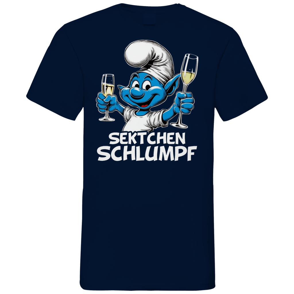 Sektchen Schlumpf Grafik - Herren V-Neck Shirt Navy