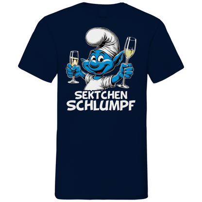 Sektchen Schlumpf Grafik - Herren V-Neck Shirt Navy