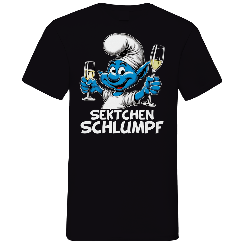 Sektchen Schlumpf Grafik - Herren V-Neck Shirt Black