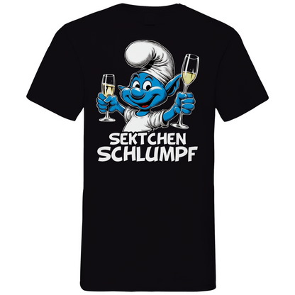 Sektchen Schlumpf Grafik - Herren V-Neck Shirt Black
