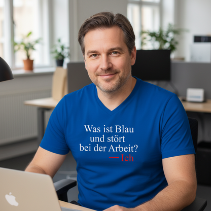 Was ist blau und stört bei der Arbeit - Herren V-Neck Shirt