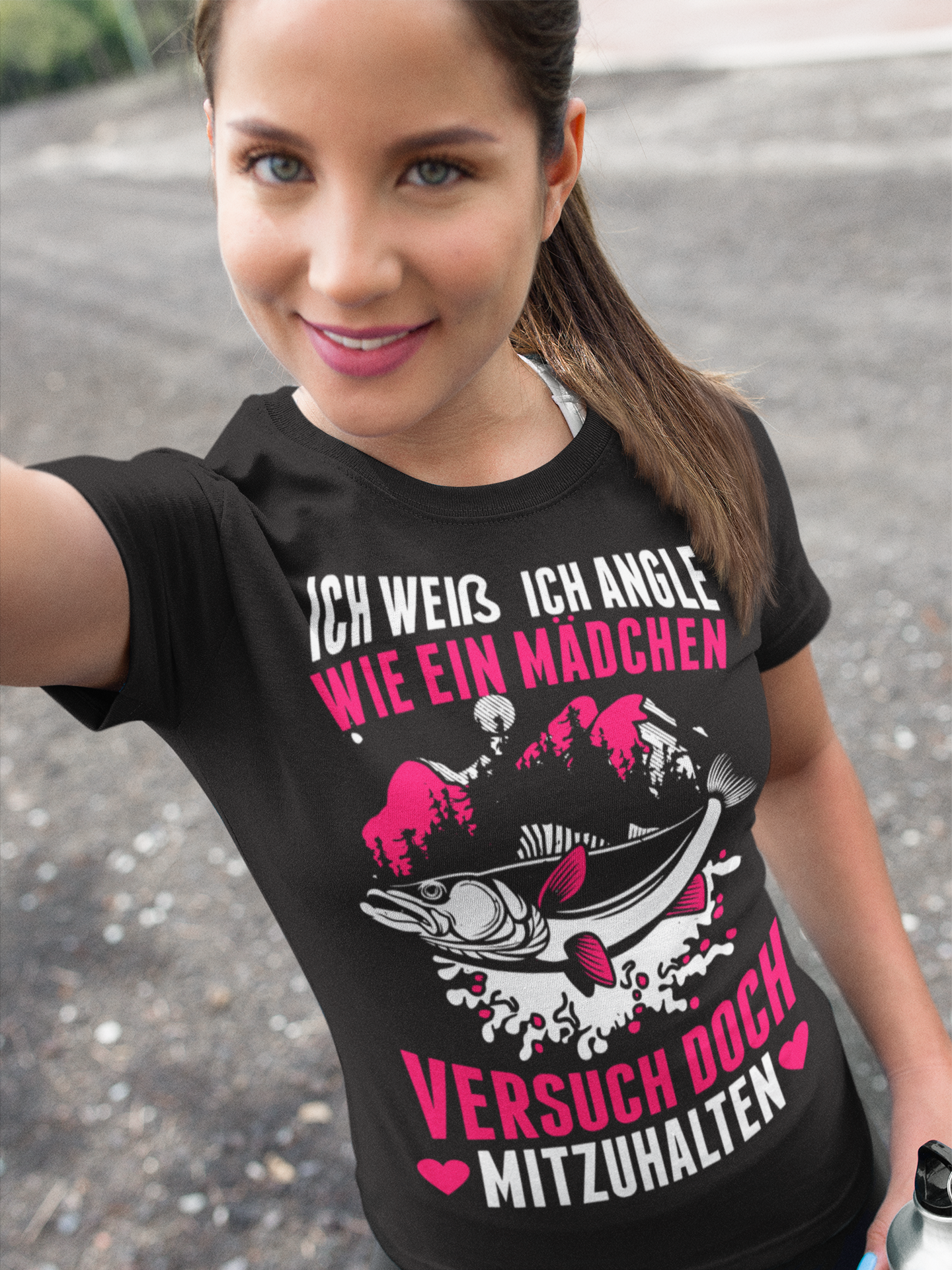 Ich angle wie ein Mädchen Shirt Damen – Lustiges Angelin T-Shirt für Frauen