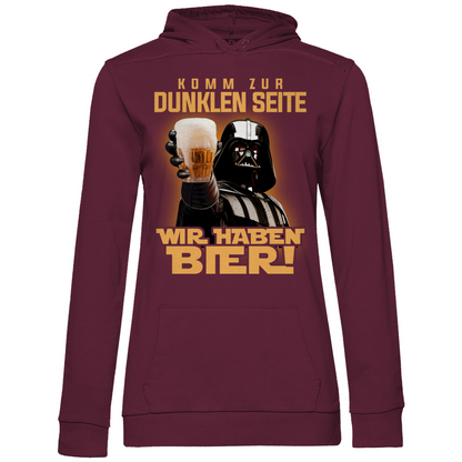 Komm zur dunklen Seite wir haben Bier Darth Vader - Damen Hoodie Wine