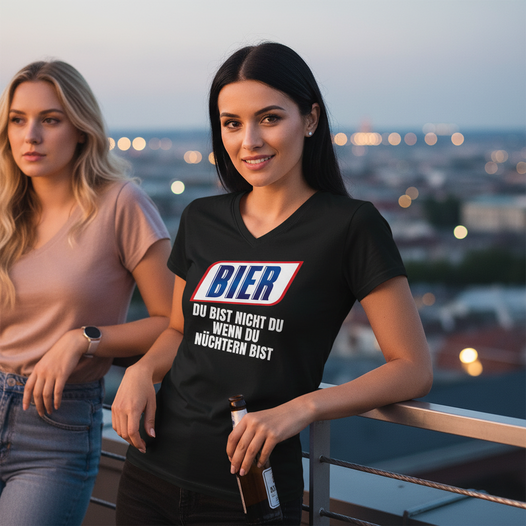 Bier du bist nicht du wenn du nüchtern bist - V-Neck Damenshirt