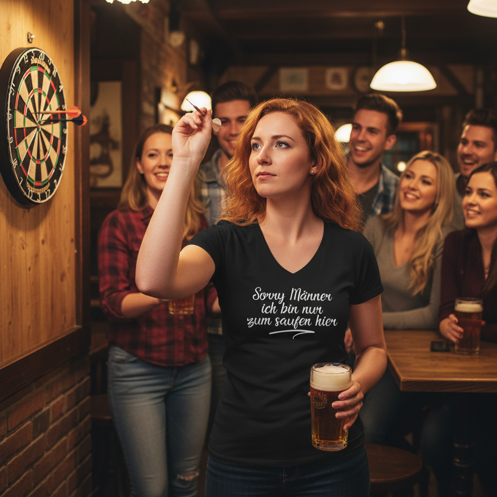 Sorry Männer ich bin nur zum saufen hier - V-Neck Damenshirt