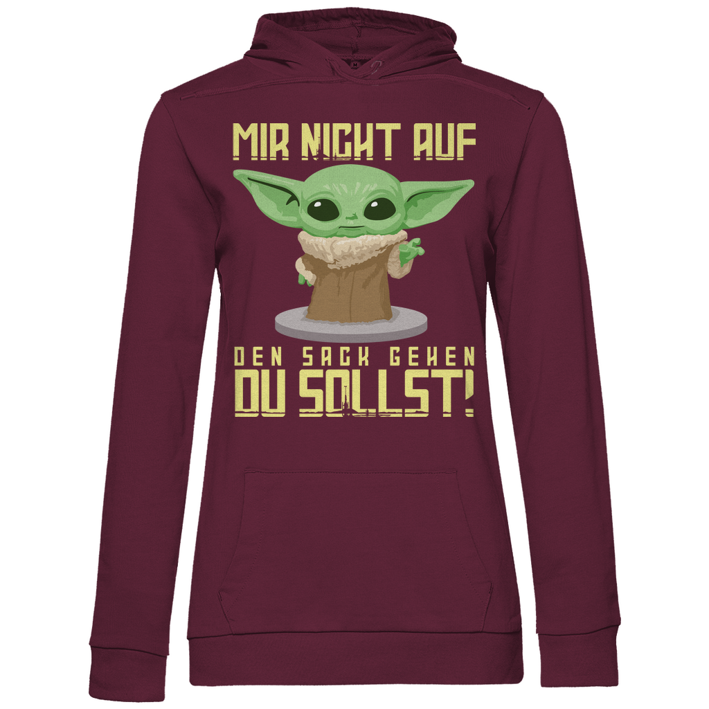 Mir nicht auf den Sack gehen du sollst Baby Yoda Grogu - Damen Hoodie Wine