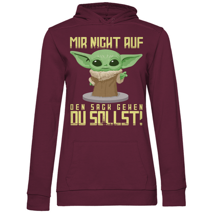 Mir nicht auf den Sack gehen du sollst Baby Yoda Grogu - Damen Hoodie Wine