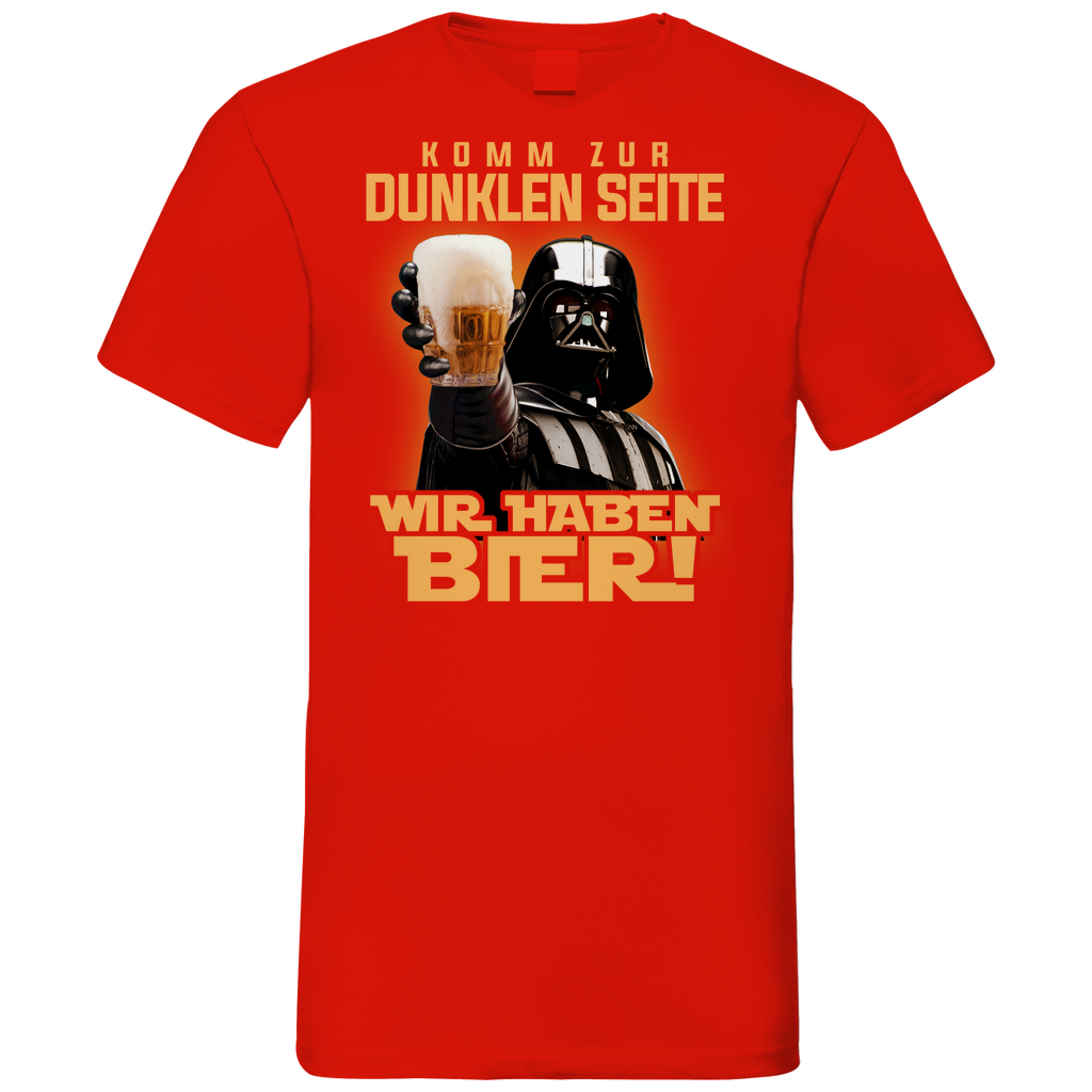 Komm zur dunklen Seite wir haben Bier Darth Vader - Herren V-Neck Shirt Red