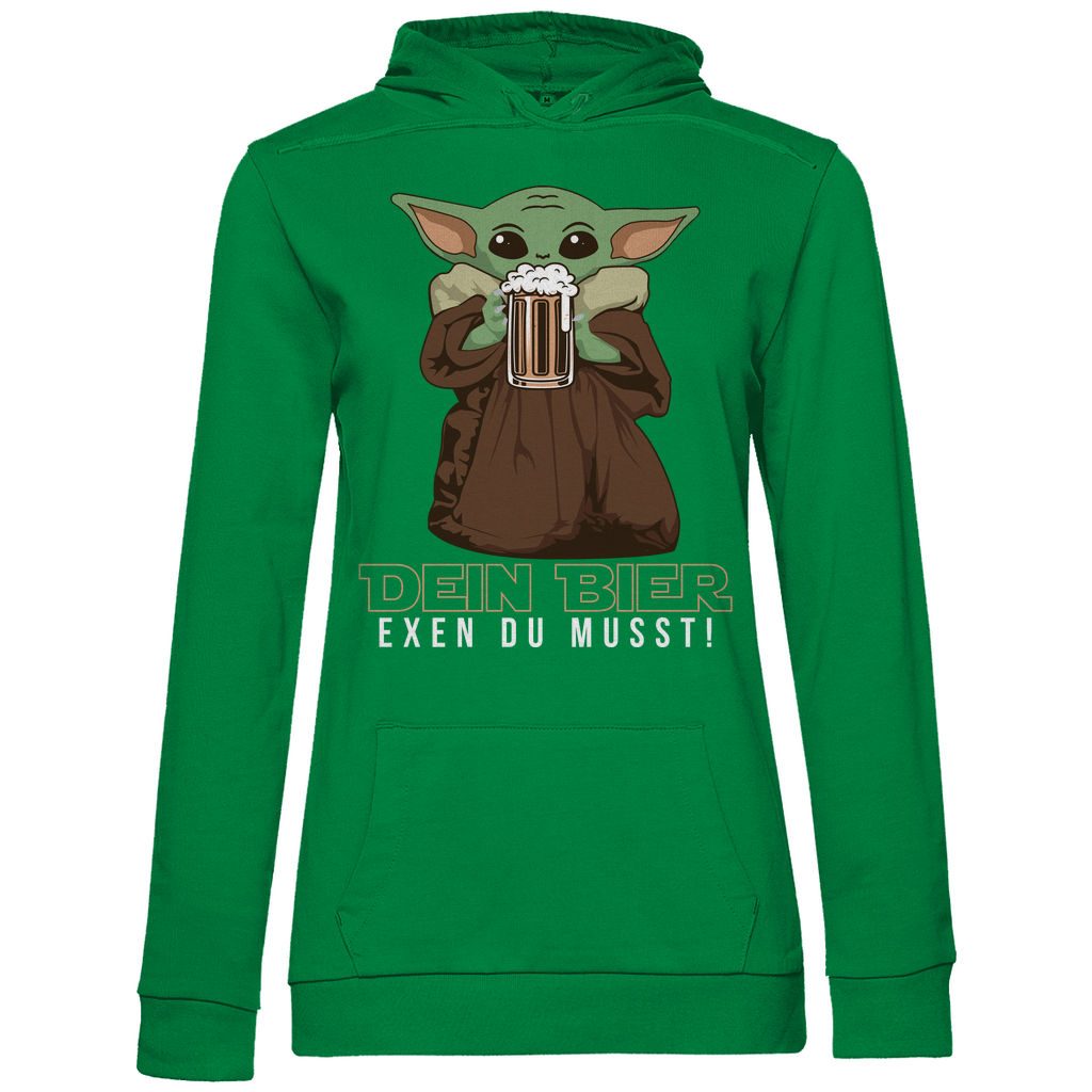 Dein Bier exen du musst Baby Yoda - Damen Hoodie Kelly Green