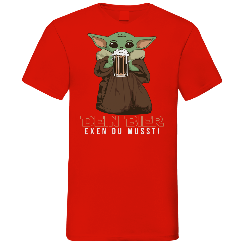 Dein Bier exen du musst Baby Yoda - Herren V-Neck Shirt Red