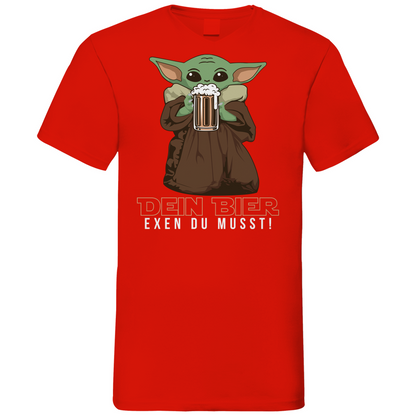 Dein Bier exen du musst Baby Yoda - Herren V-Neck Shirt Red