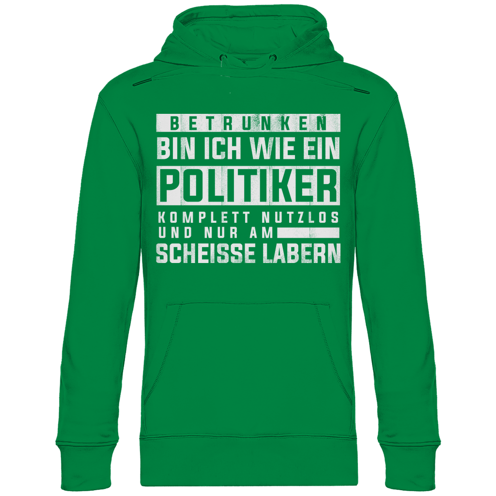 Betrunken bin ich wie ein Politiker - Unisex Hoodie Kelly Green