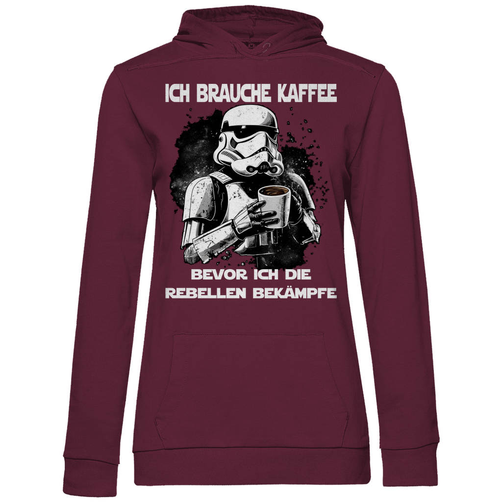 Ich brauche Kaffee - Stormtrooper - Damen Hoodie Wine