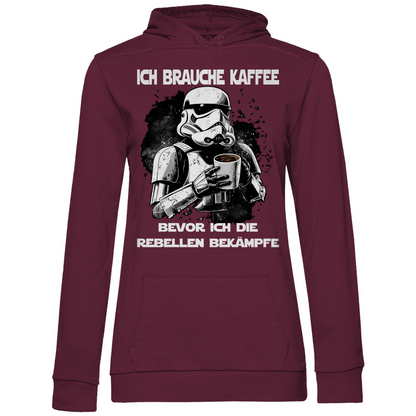 Ich brauche Kaffee - Stormtrooper - Damen Hoodie Wine