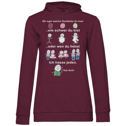 Mir egal welche Hautfarbe du hast - Damen Hoodie Wine
