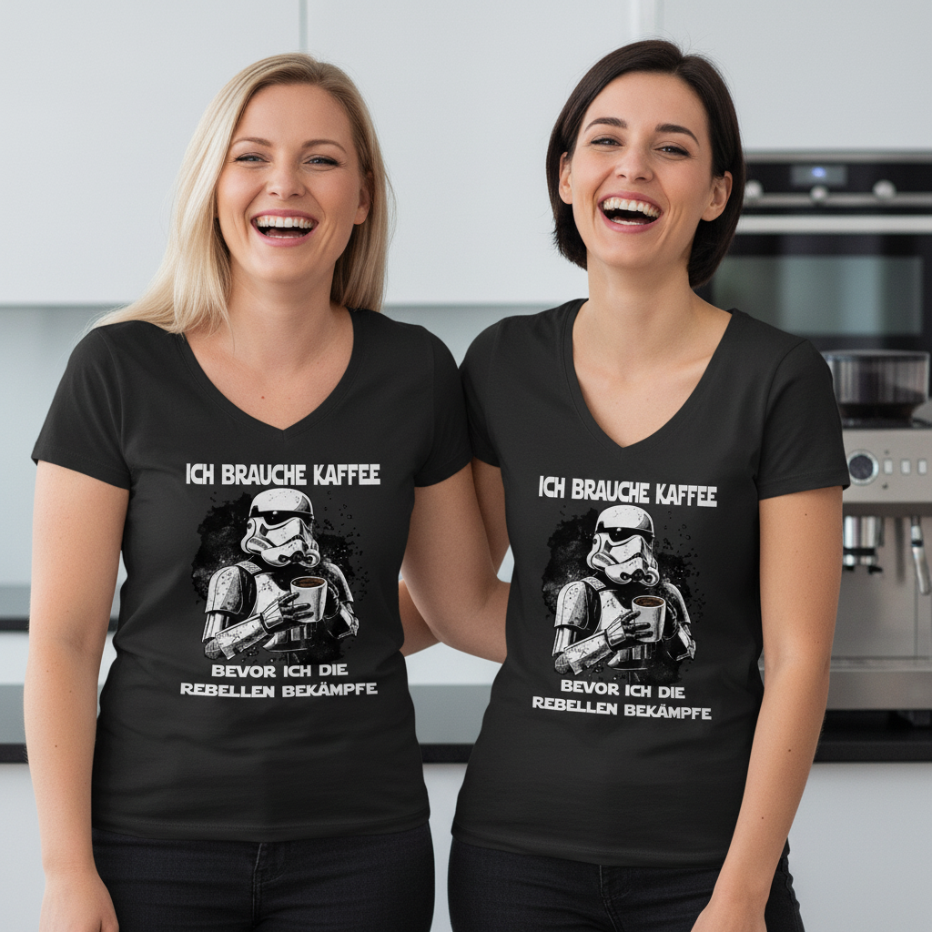Ich brauche Kaffee - Stormtrooper - V-Neck Damenshirt