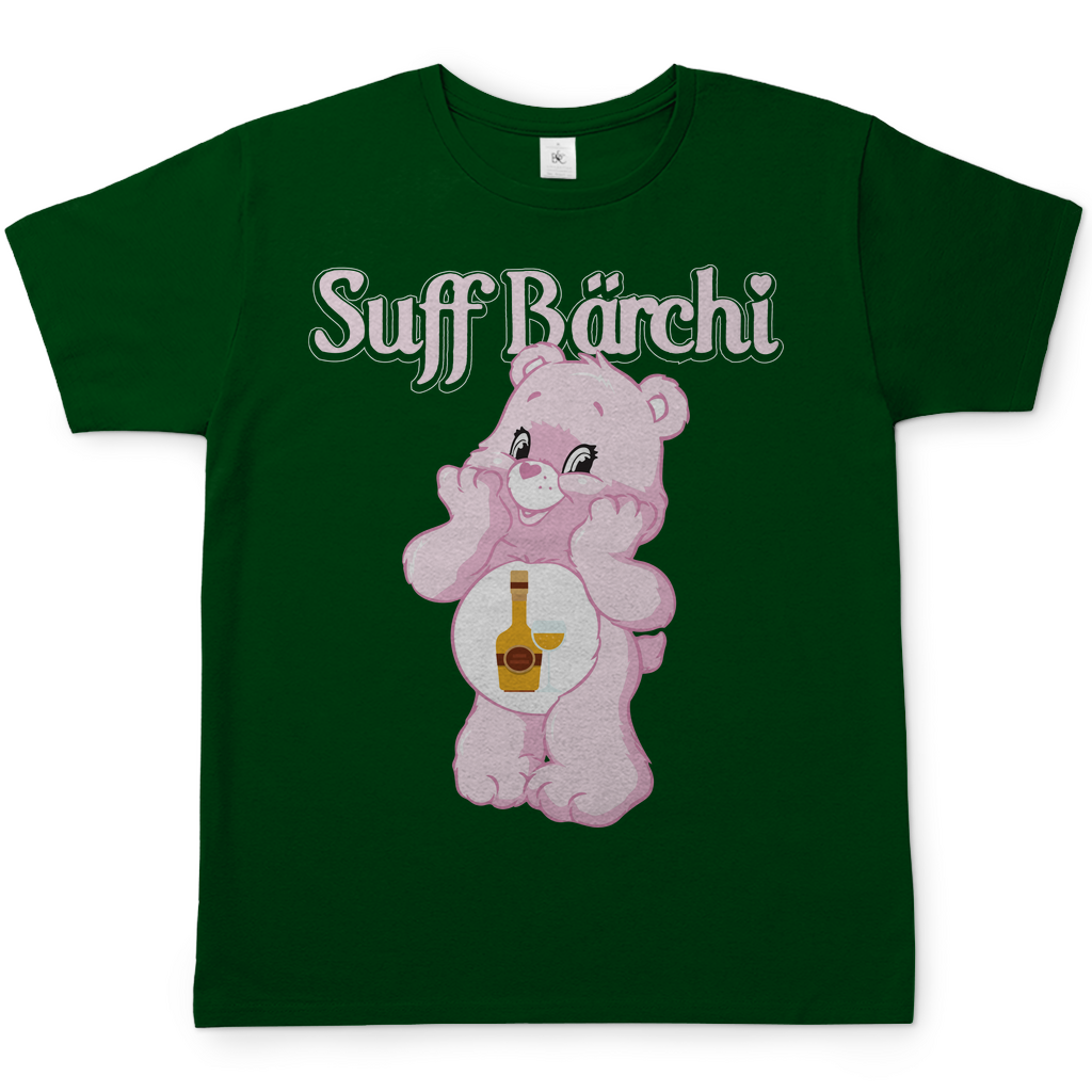 Bottle Green Herren Shirt Suff Bärchi witziges Trink Shirt mit rosa Bär, Frontansicht