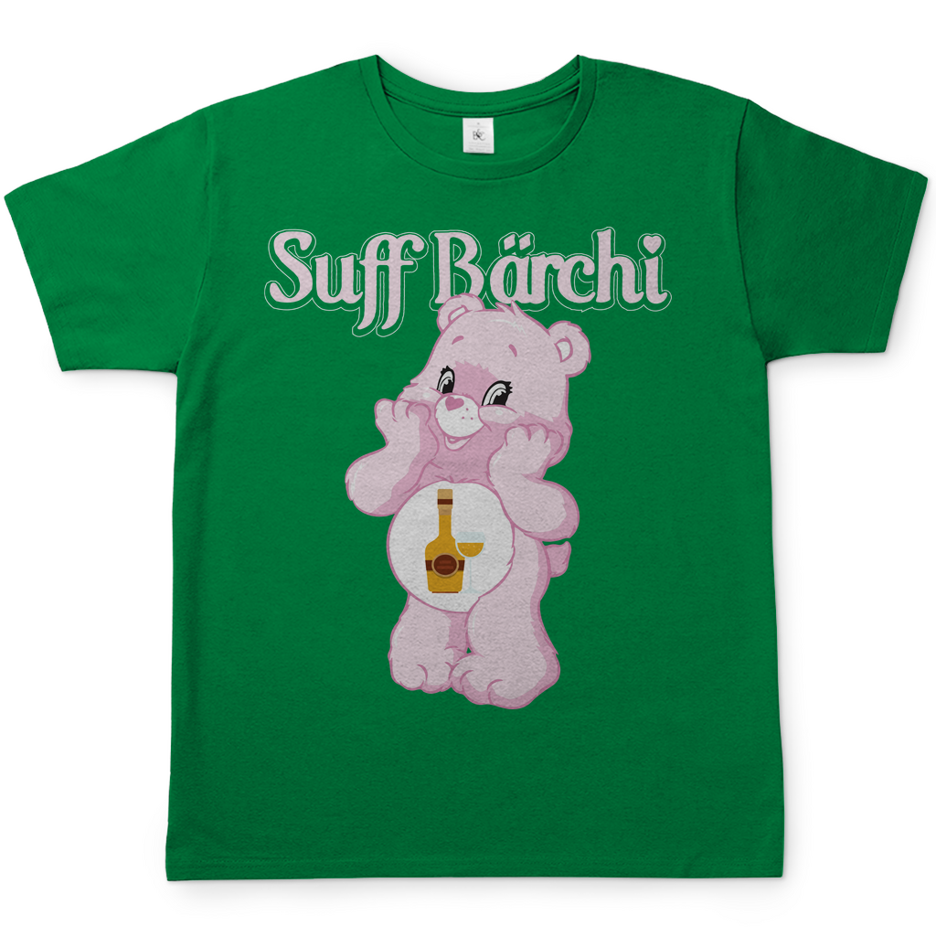 Kelly Green Herren Shirt Suff Bärchi witziges Alkohol Shirt mit Bär Motiv, Frontansicht