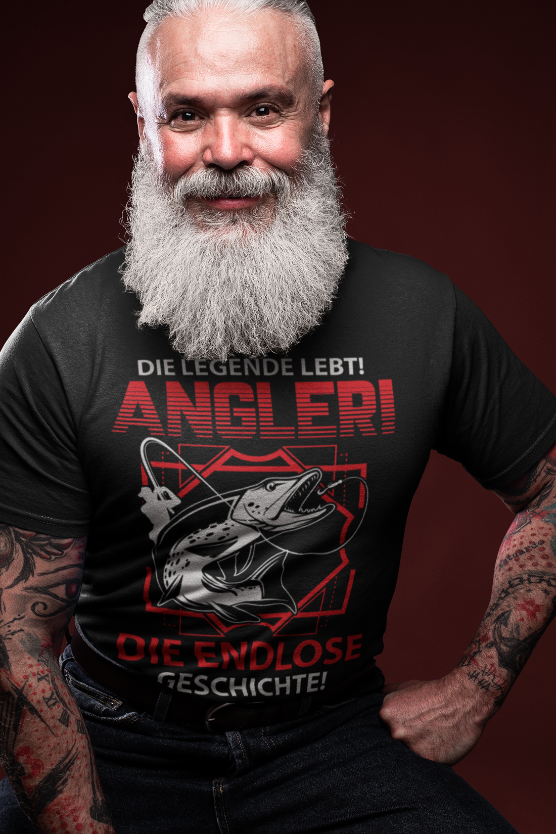 Angler T-Shirt Männer – Die Legende lebt! Raubfisch Spruch Hecht Fischen