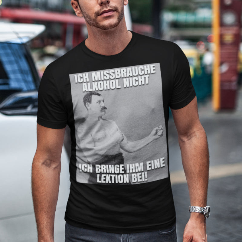 Lustiges Männer T-Shirt – Alkohol Spruch im Vintage Boxer Motiv Look