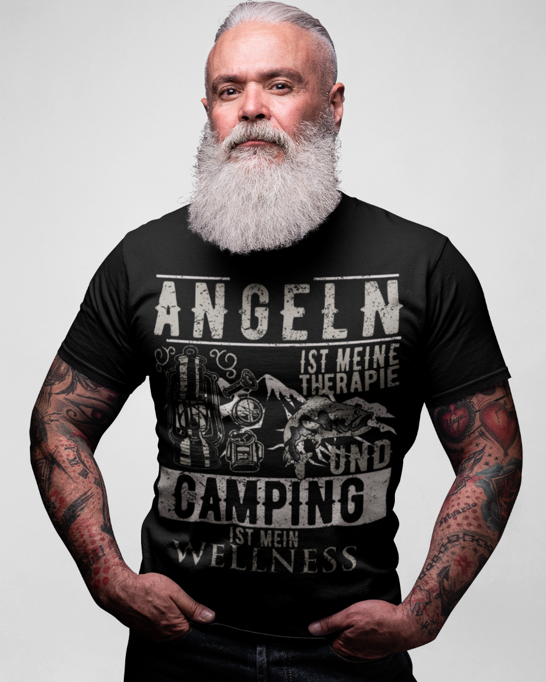 Angeln Therapie Camping Wellness – Outdoor Männer Funshirt mit Natur Motiv