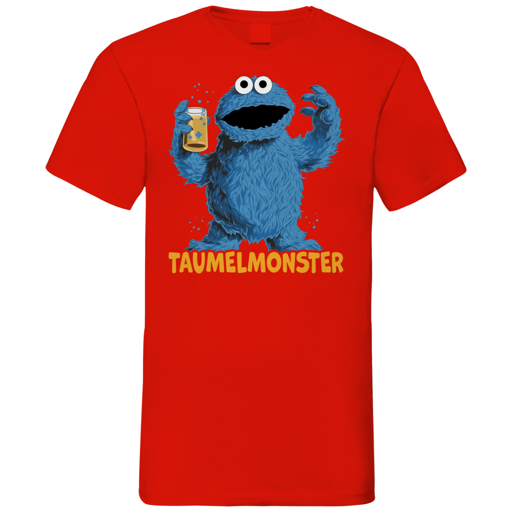 Sesamstraße - Taumel Krümelmonster - Herren V-Neck Shirt Red