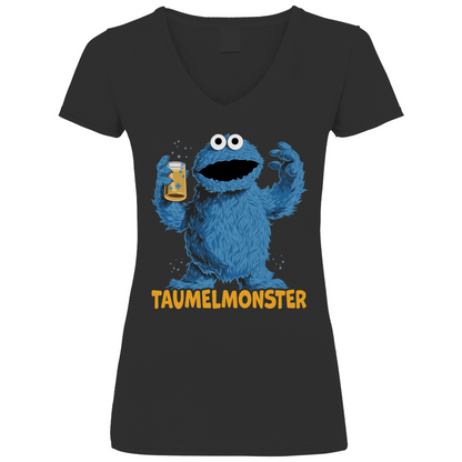 Sesamstraße - Taumel Krümelmonster - V-Neck Damenshirt Black