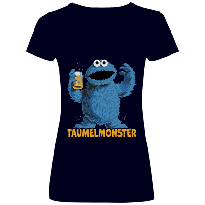 Sesamstraße - Taumel Krümelmonster - V-Neck Damenshirt Deep Navy