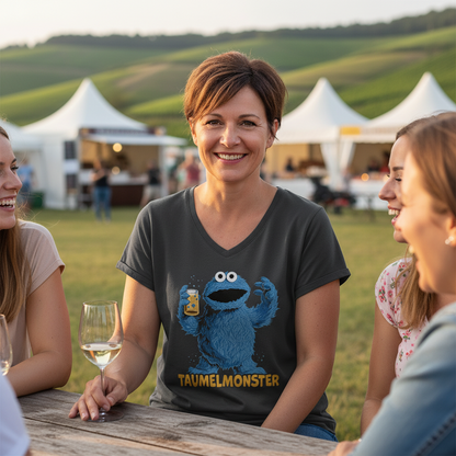 Sesamstraße - Taumel Krümelmonster - V-Neck Damenshirt